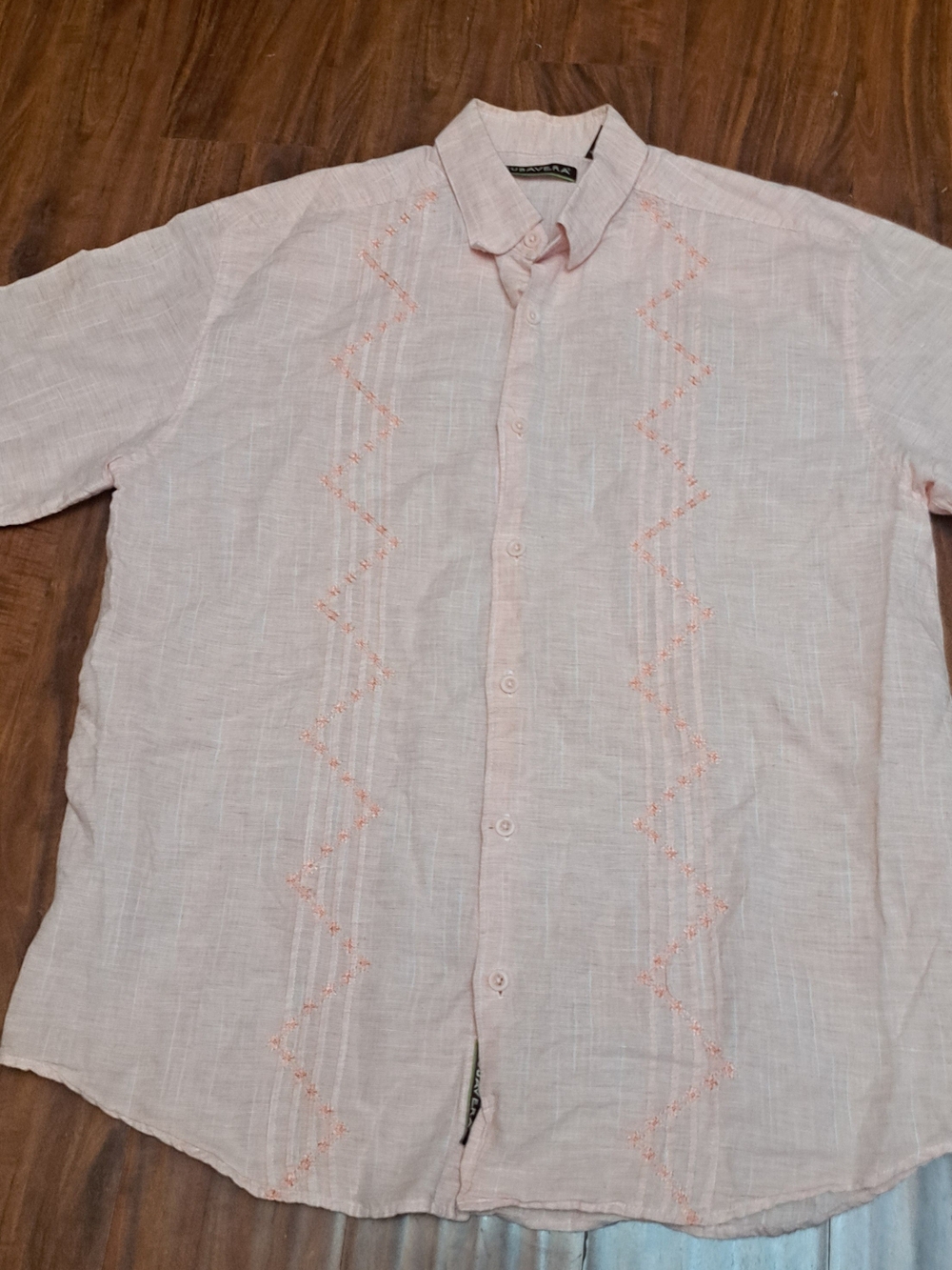 Mens Cubavera Linen Blend Short Sleeve Button Down Sz L Resort Embroidered Beach